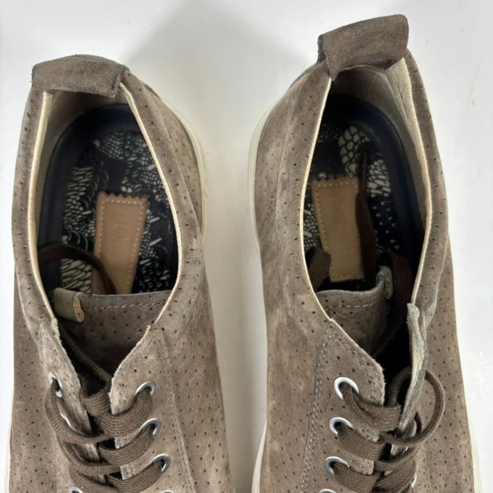 Pointer A.F.D. Men's US 11 Brown Perforated Suede Low-Top Court Lace-Up Sneakers